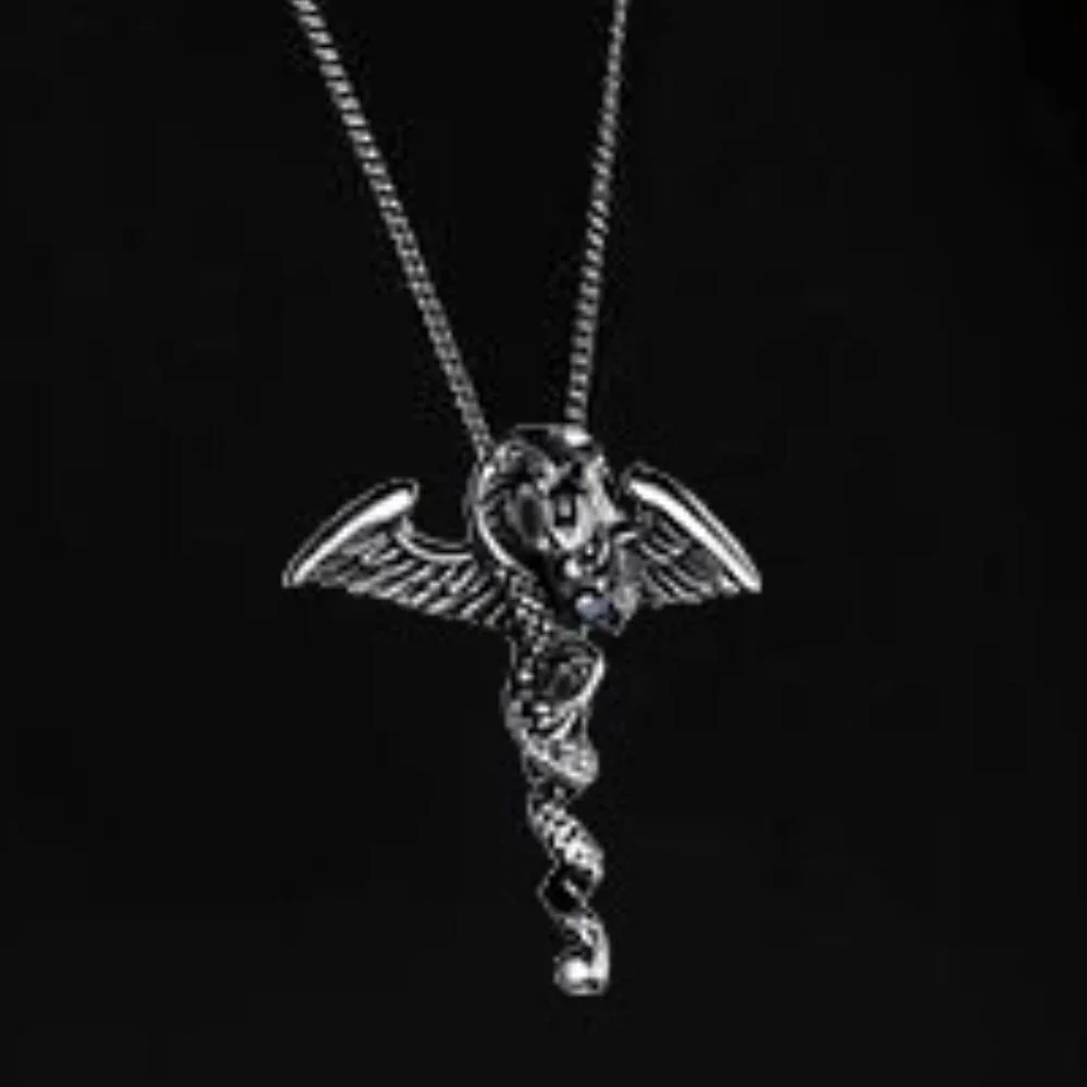 ❤️Stainless steel rhinestone dragon Necklace, N90201P137